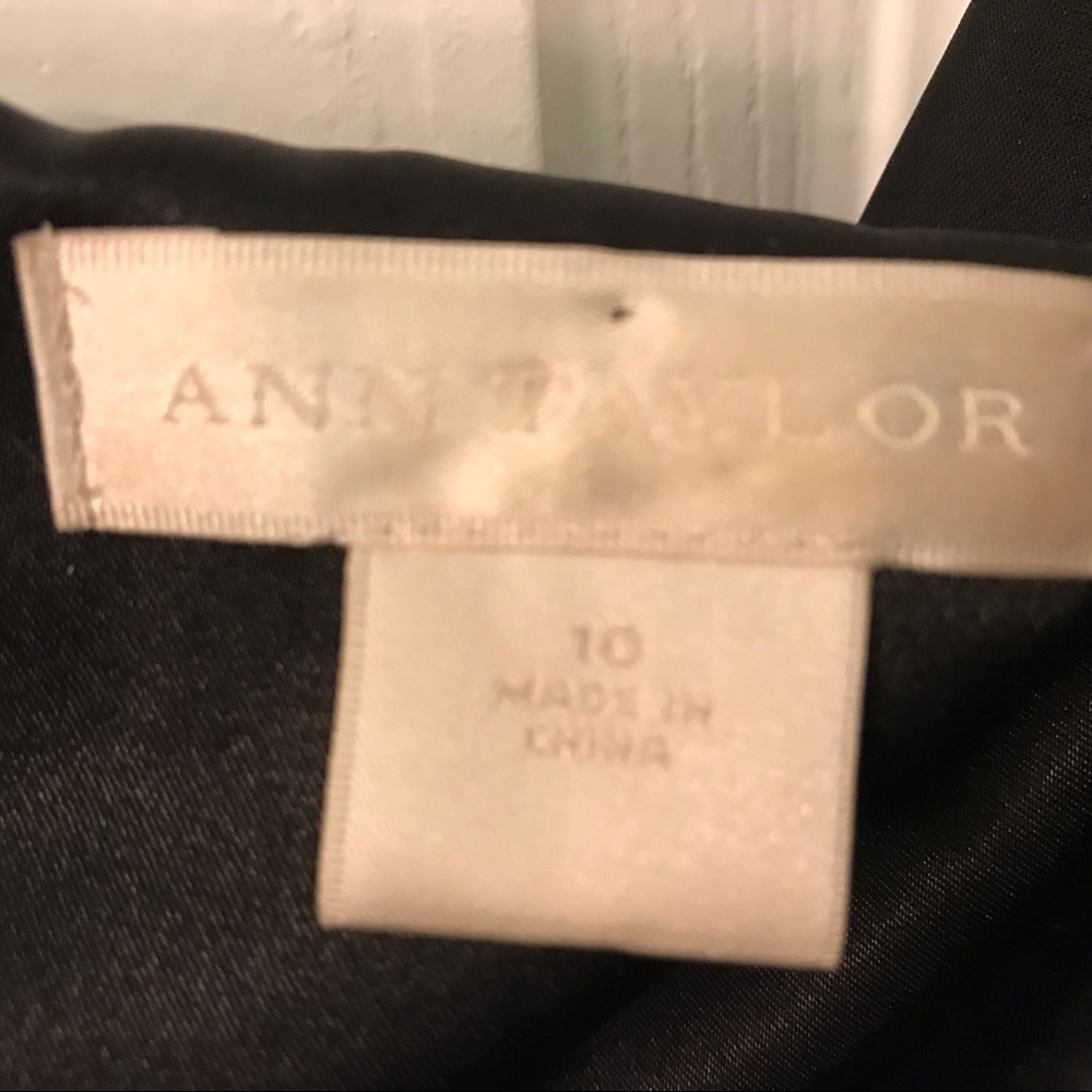 Ann Taylor black strapless satin long dress